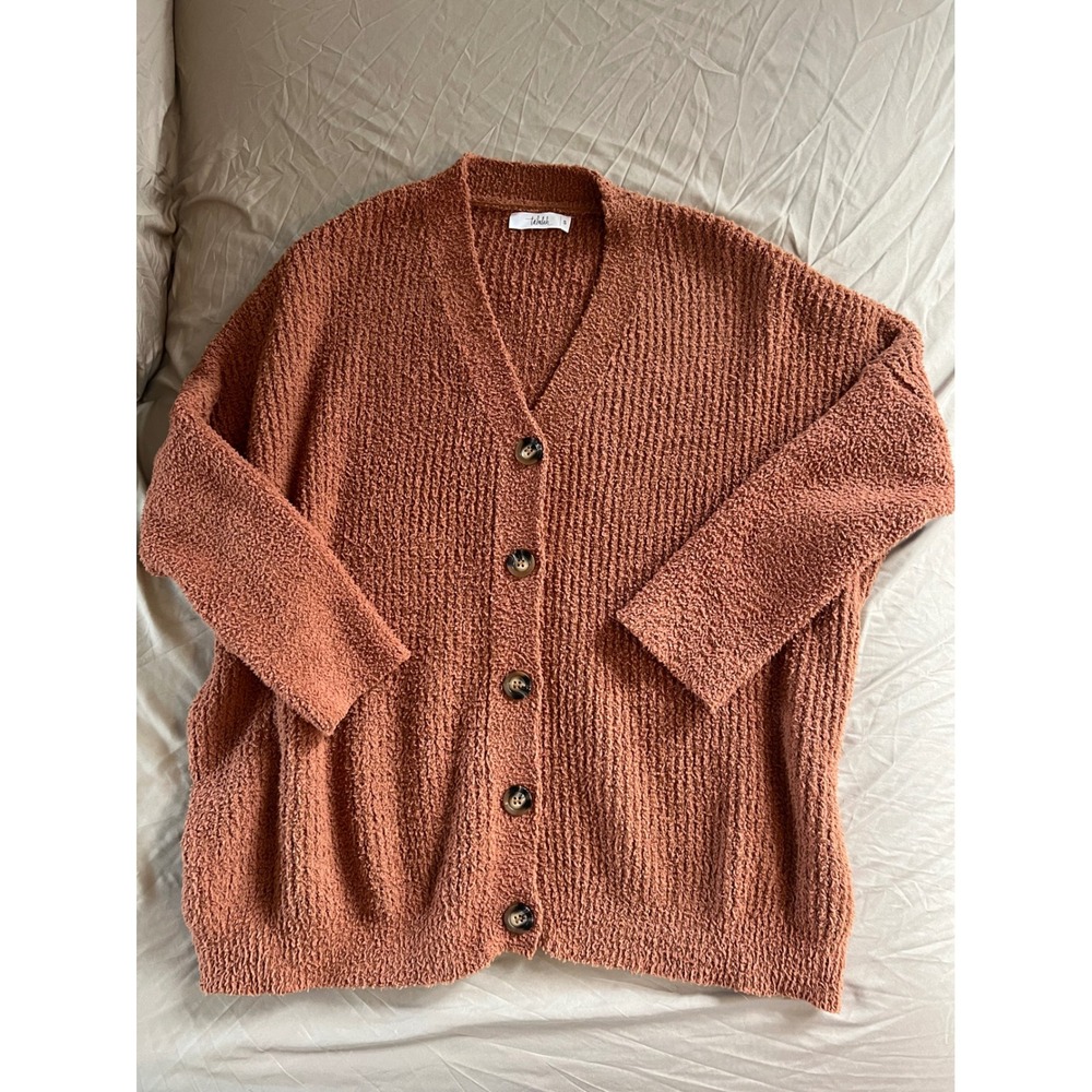 Talulah Oversized Knit Button Front Cardigan Sweater Rust Brown Size Small